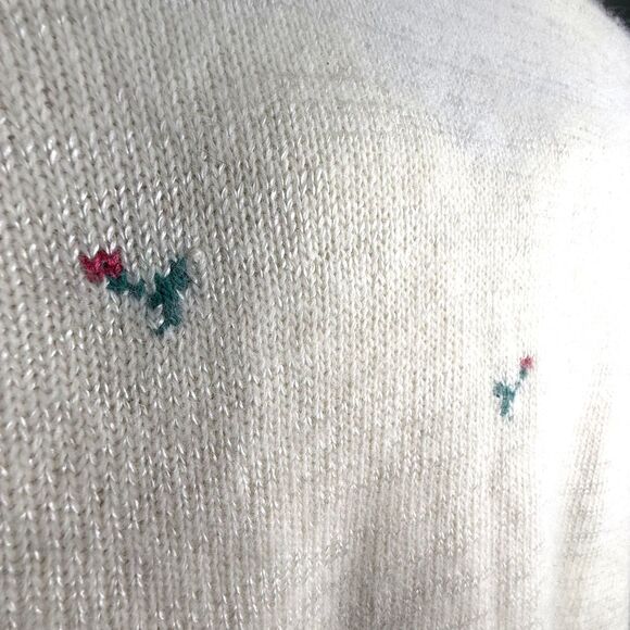 Vintage 80s 90s Angora Blend Floral Cardigan Short Sleeve, Made in Hong Kong - Picture 12 of 15